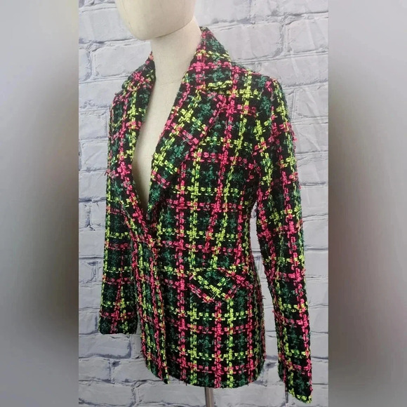 NWT Anthropologie Avec Les Filles Women's Neon Tweed  Blazer $168 size XXS - Picture 6 of 16